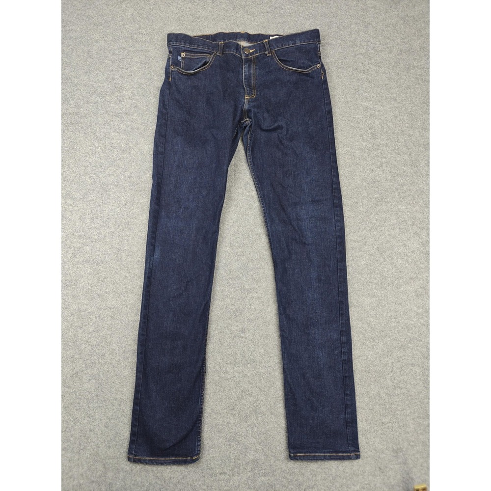 Mizzen+Main Jeans Mens 34x32 Blue Dark Wash Slim Straight Stretch Denim Pants
